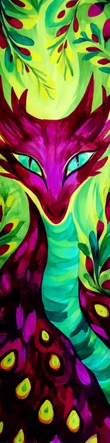 Free dragon bookmark featuring neon magenta and green dragon artwork